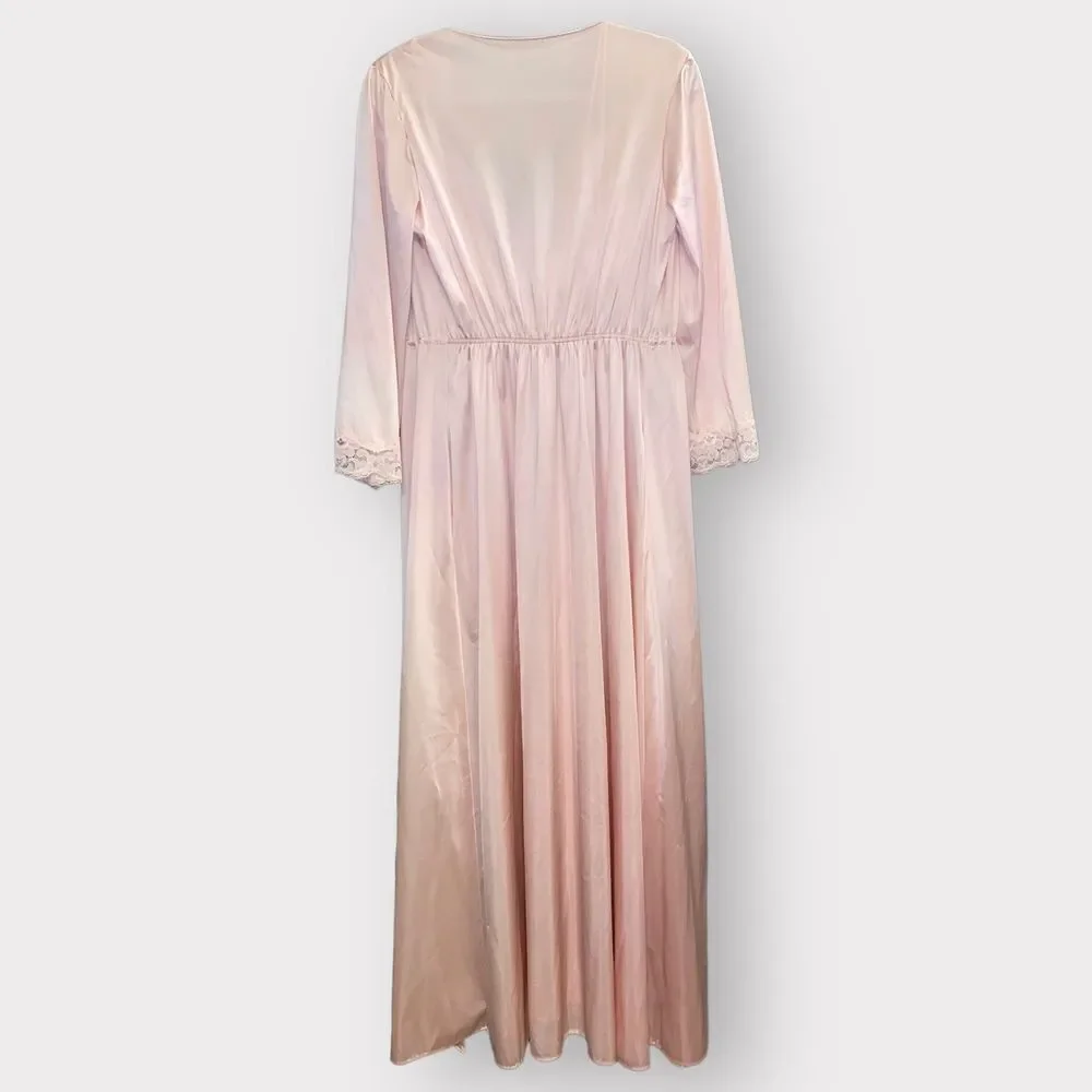 70’s Pastel Pink Lace Detailed Robe & Nightgown by Tom Bezduda for Barad Co. - Picture 8 of 13